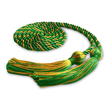 Single Graduation Honor Cord Green/Gold by Wholesale Grad Supply