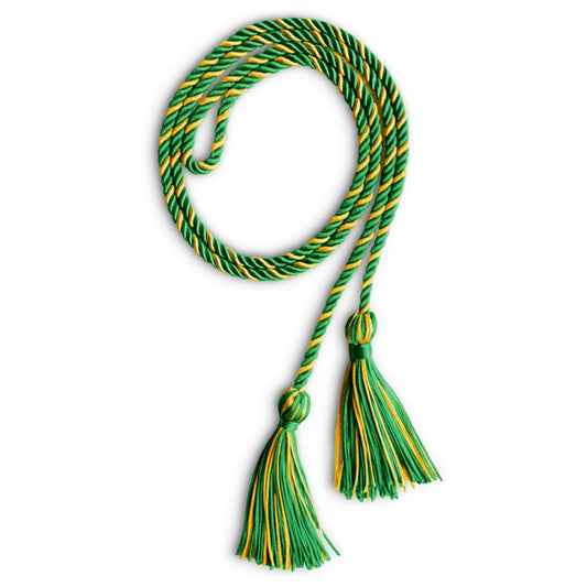 Single Graduation Honor Cord Green/Gold by Wholesale Grad Supply