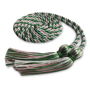 Single Graduation Honor Cord Kelly Green/Pink/White by Wholesale Grad Supply