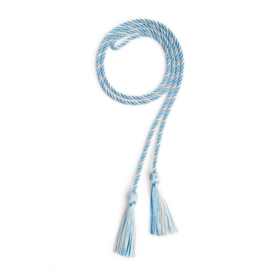 Single Graduation Honor Cord Light Blue/White by Wholesale Grad Supply