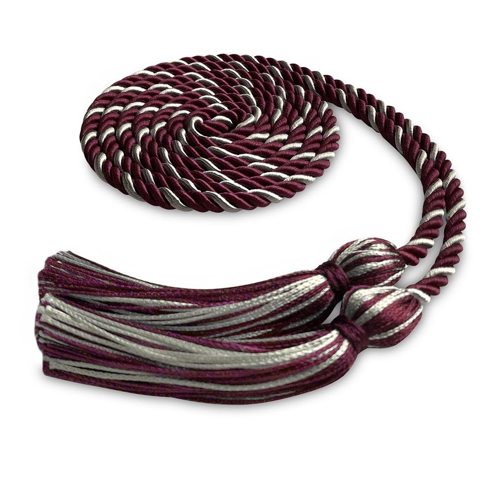 Single Graduation Honor Cord Maroon/Silver by Wholesale Grad Supply