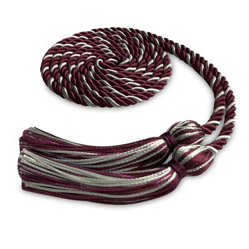 Single Graduation Honor Cord Maroon/Silver by Wholesale Grad Supply