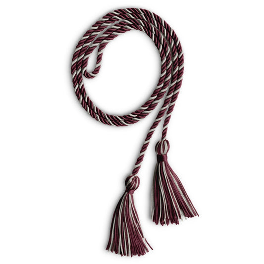 Single Graduation Honor Cord Maroon/Silver by Wholesale Grad Supply