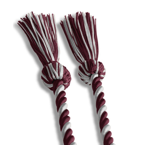 Single Graduation Honor Cord Maroon/Silver by Wholesale Grad Supply