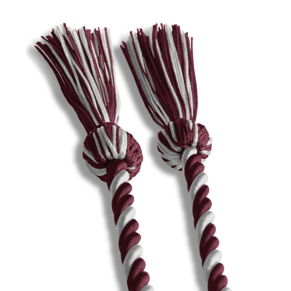 Single Graduation Honor Cord Maroon/Silver by Wholesale Grad Supply