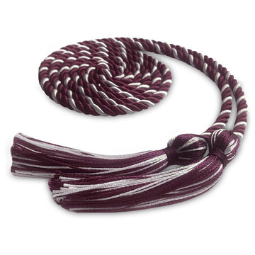 Single Graduation Honor Cord Maroon/White by Wholesale Grad Supply