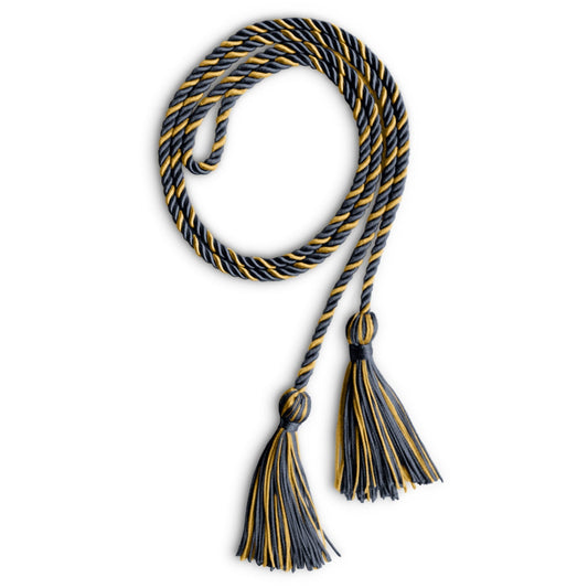 Single Graduation Honor Cord Navy Blue/Antique Gold by Wholesale Grad Supply