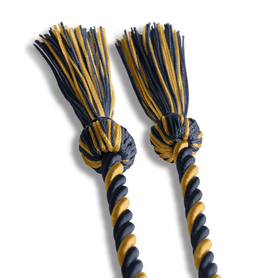 Single Graduation Honor Cord Navy Blue/Antique Gold by Wholesale Grad Supply