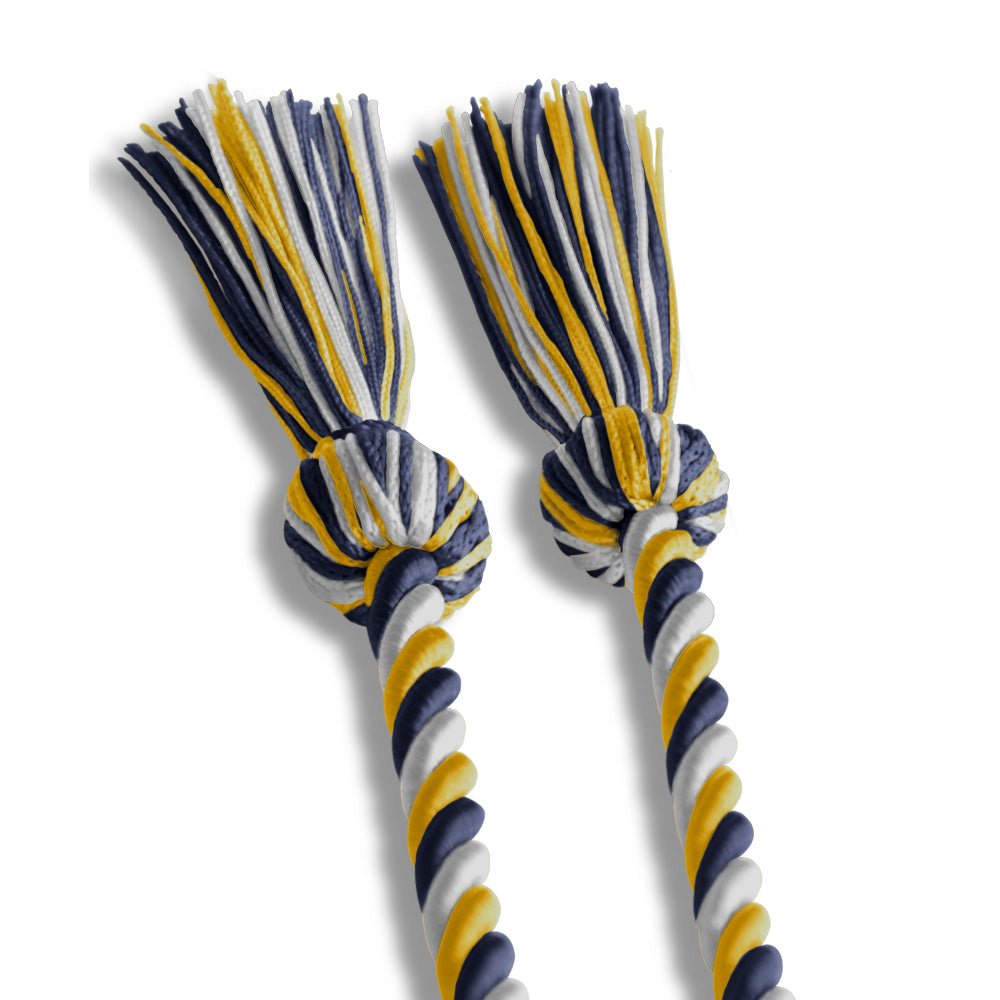 Single Graduation Honor Cord Navy Blue/Gold/White by Wholesale Grad Supply