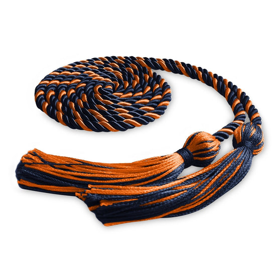 Single Graduation Honor Cord Navy Blue/Orange by Wholesale Grad Supply
