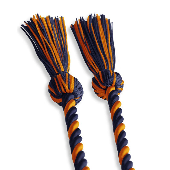 Single Graduation Honor Cord Navy Blue/Orange by Wholesale Grad Supply