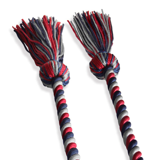 Single Graduation Honor Cord Navy Blue/Red/Silver by Wholesale Grad Supply