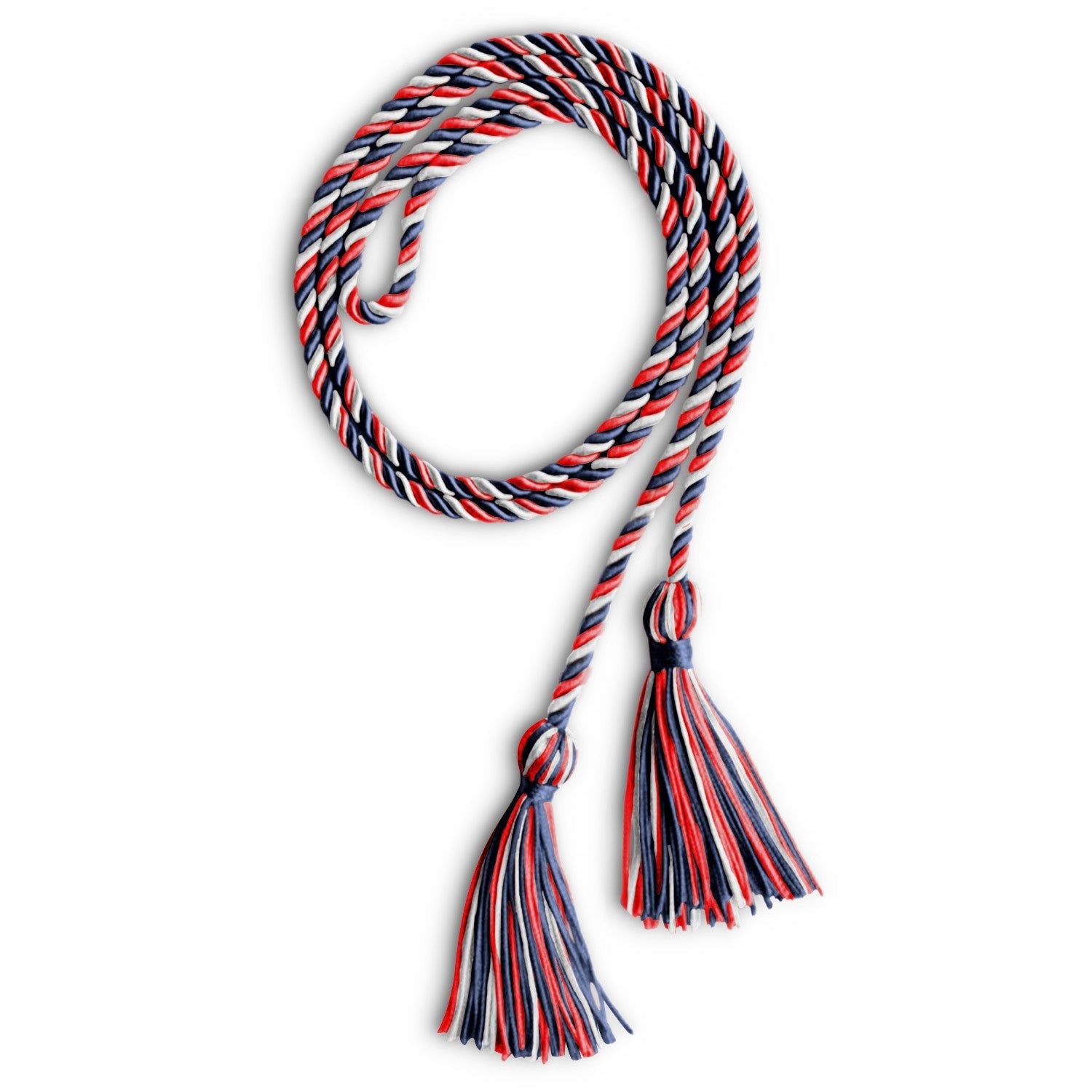 Single Graduation Honor Cord Navy Blue/Red/White by Wholesale Grad Supply
