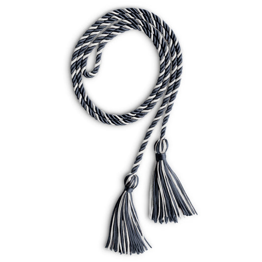 Single Graduation Honor Cord Navy Blue/White by Wholesale Grad Supply