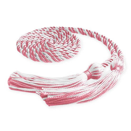 Single Graduation Honor Cord Pink/White by Wholesale Grad Supply