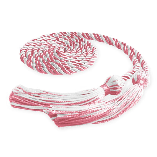 Single Graduation Honor Cord Pink/White by Wholesale Grad Supply