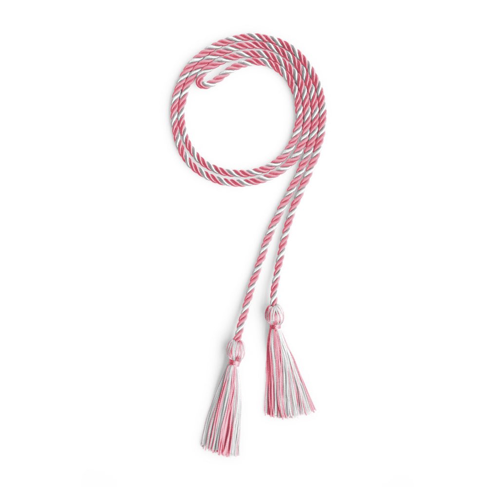 Single Graduation Honor Cord Pink/White by Wholesale Grad Supply