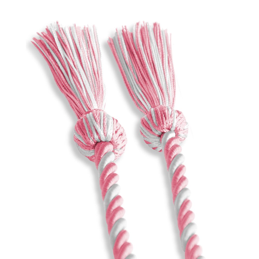 Single Graduation Honor Cord Pink/White by Wholesale Grad Supply
