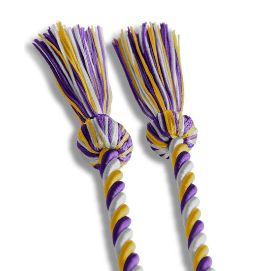 Single Graduation Honor Cord Purple/Gold/White by Wholesale Grad Supply