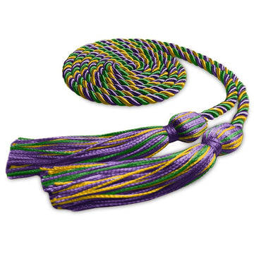 Single Graduation Honor Cord Purple/Green/Gold by Wholesale Grad Supply