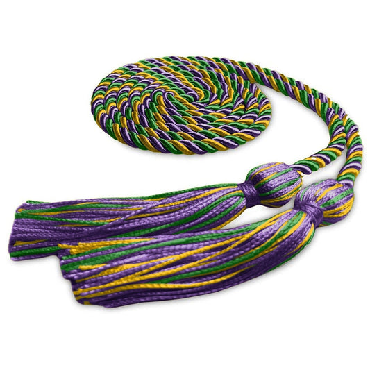 Single Graduation Honor Cord Purple/Green/Gold by Wholesale Grad Supply