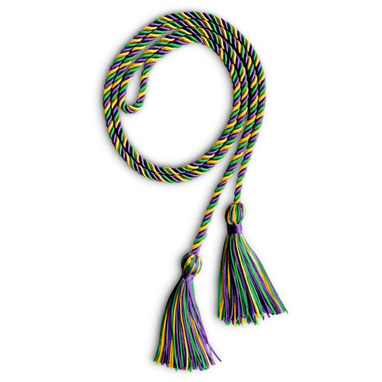 Single Graduation Honor Cord Purple/Green/Gold by Wholesale Grad Supply