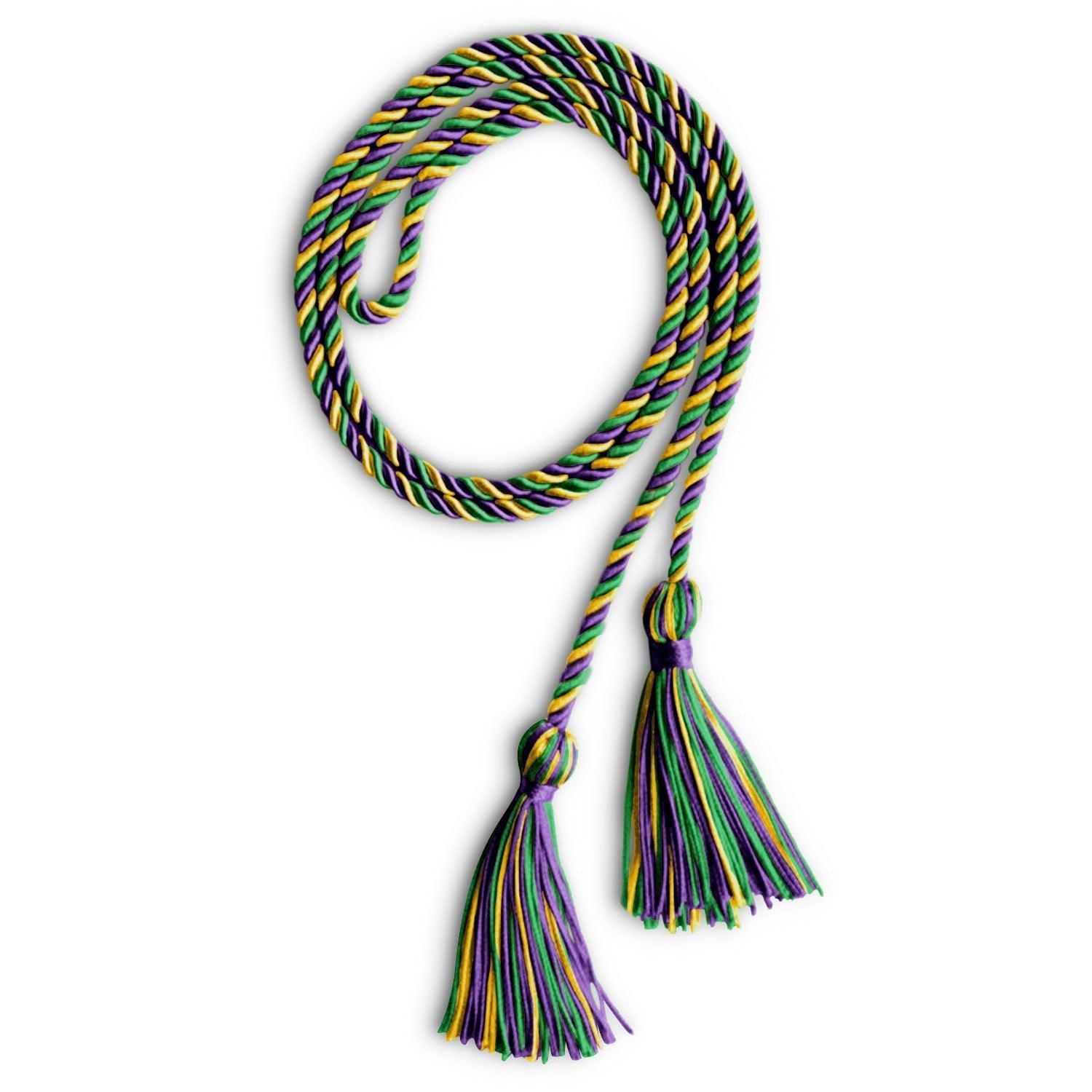 Single Graduation Honor Cord Purple/Green/Gold by Wholesale Grad Supply