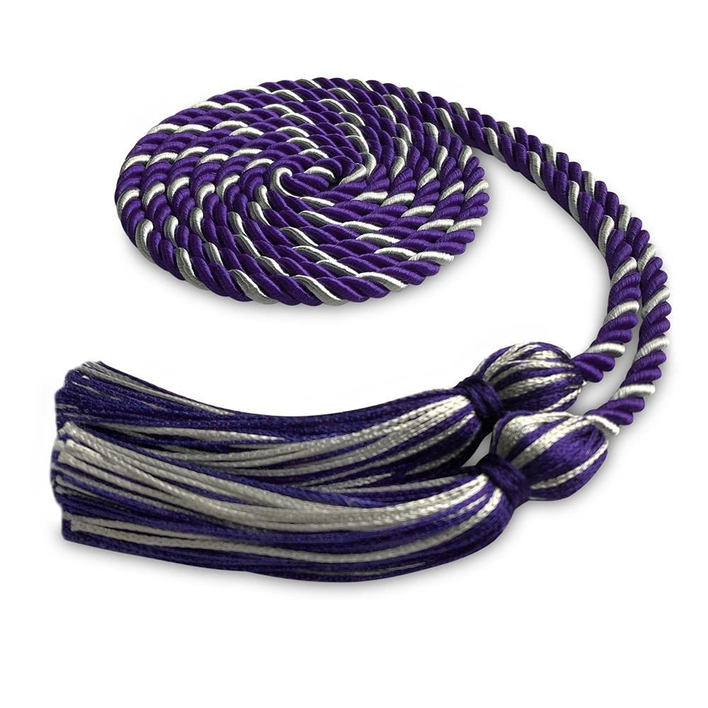 Single Graduation Honor Cord Purple/Silver by Wholesale Grad Supply