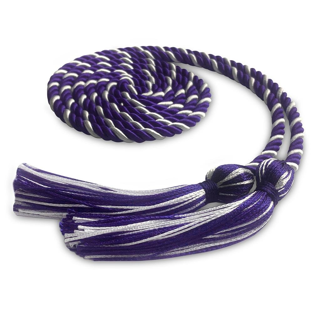 Single Graduation Honor Cord Purple/White by Wholesale Grad Supply