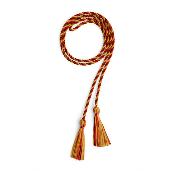 Single Graduation Honor Cord Red/Antique Gold by Wholesale Grad Supply