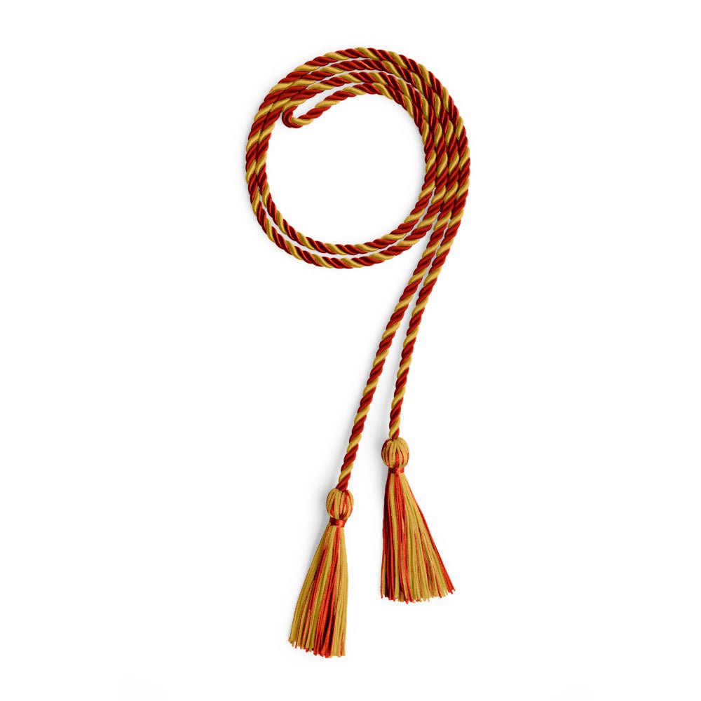 Single Graduation Honor Cord Red/Antique Gold by Wholesale Grad Supply