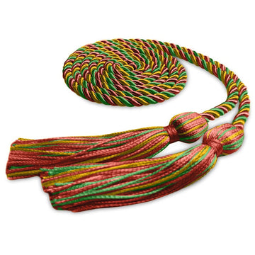 Single Graduation Honor Cord Red/Gold/Green by Wholesale Grad Supply