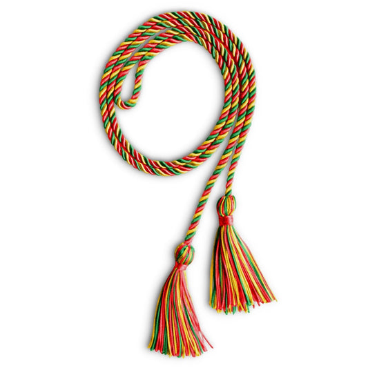 Single Graduation Honor Cord Red/Gold/Green by Wholesale Grad Supply