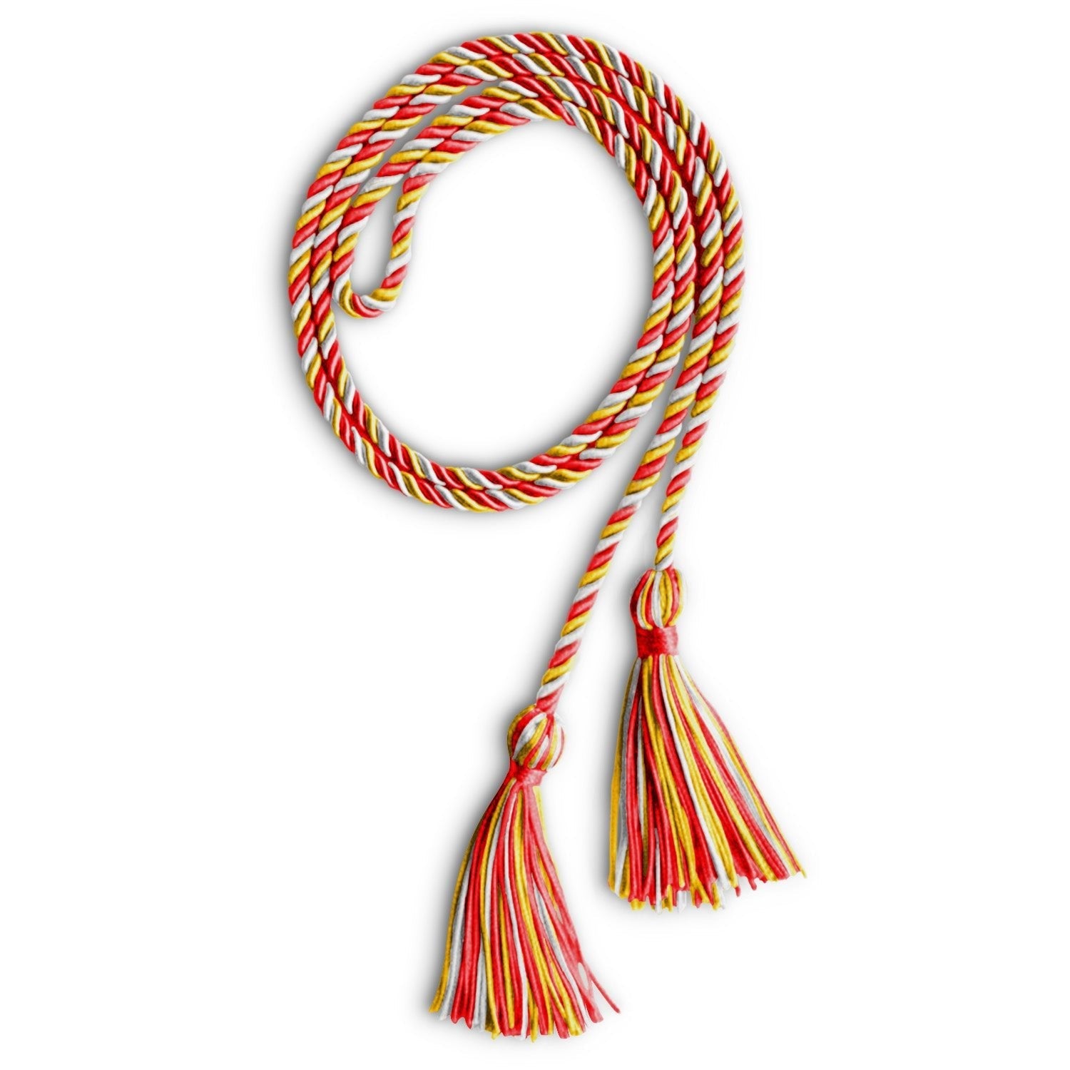 Single Graduation Honor Cord Red/Gold/White by Wholesale Grad Supply