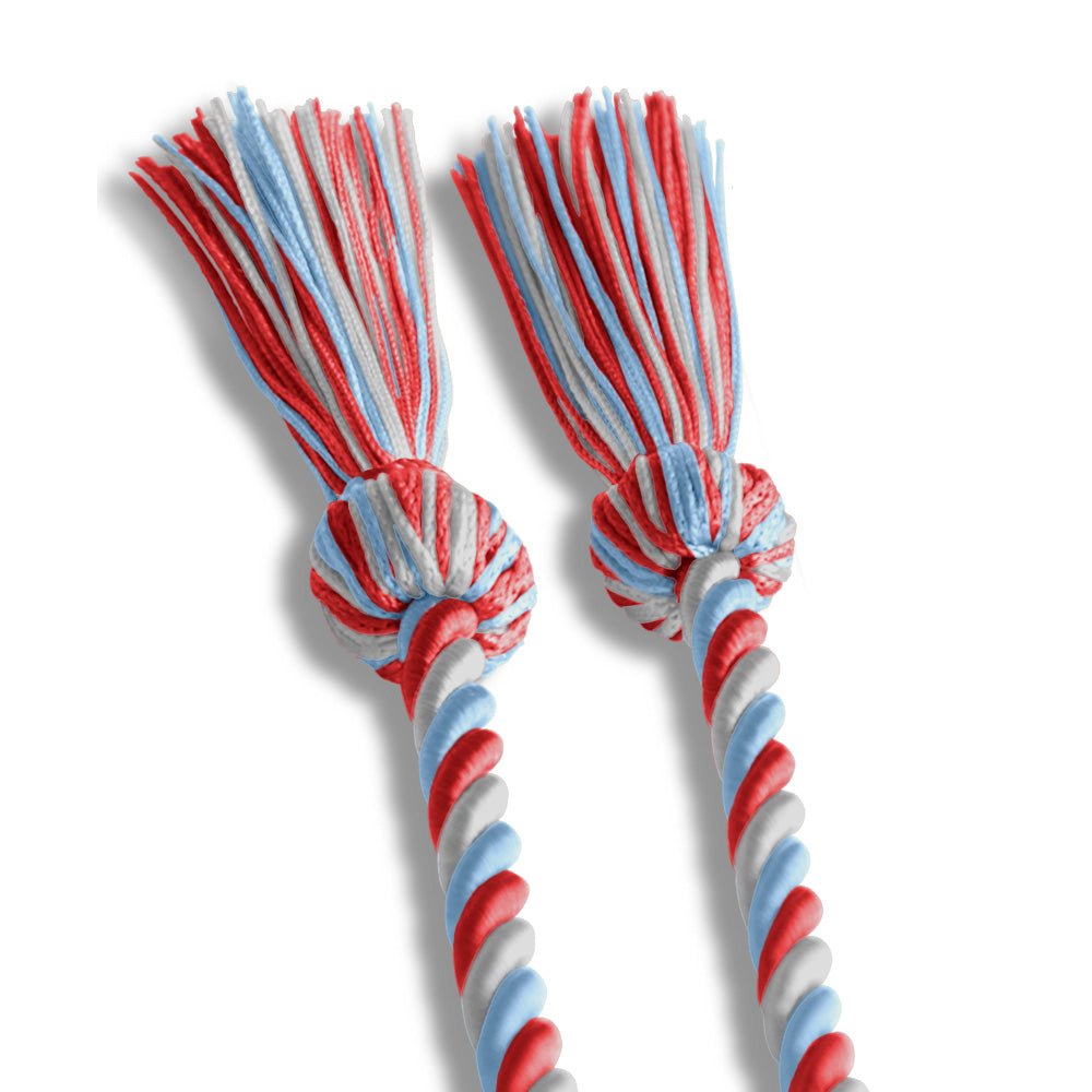 Single Graduation Honor Cord Red/Light Blue/White by Wholesale Grad Supply