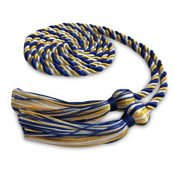 Single Graduation Honor Cord Royal Blue/Gold/White by Wholesale Grad Supply