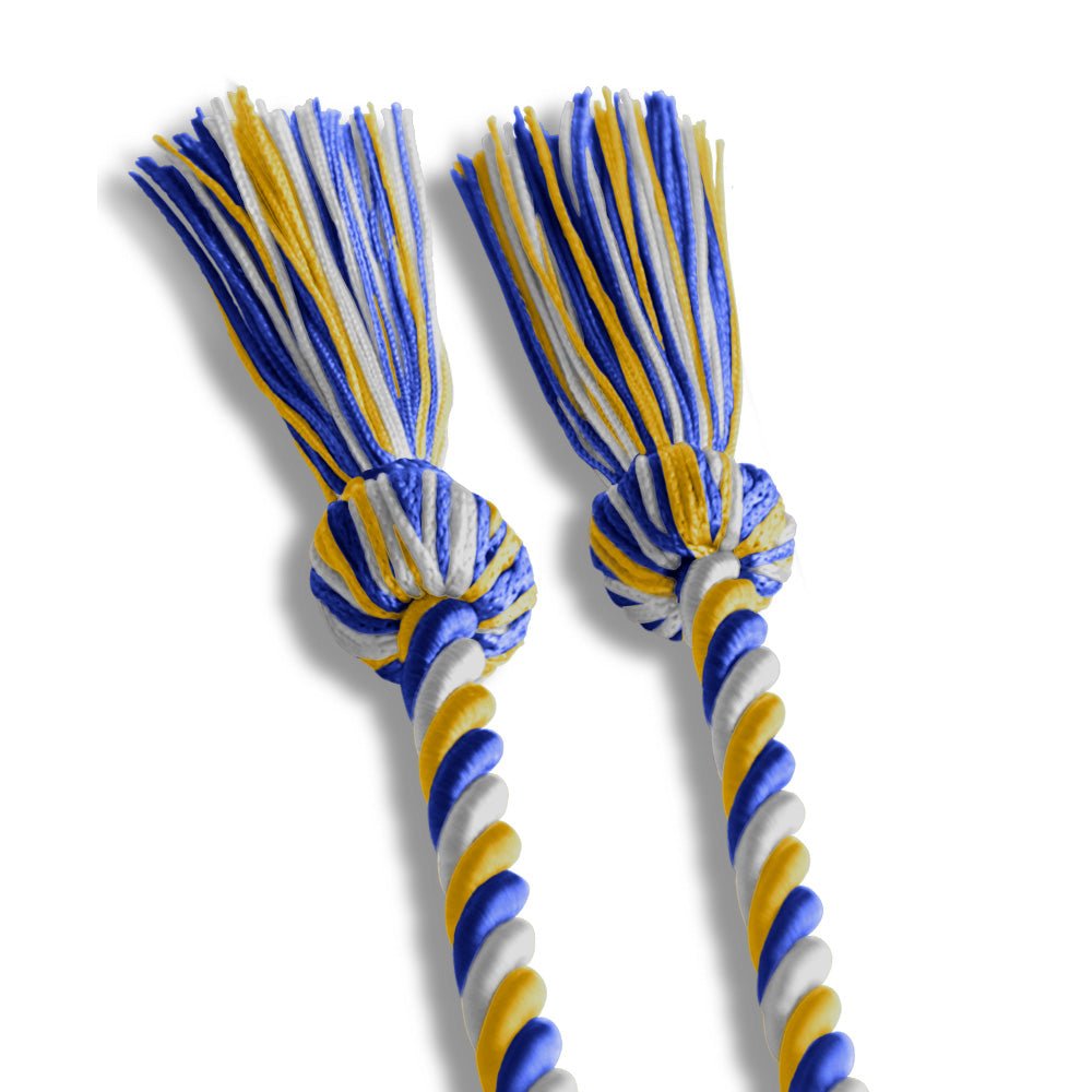 Single Graduation Honor Cord Royal Blue/Gold/White by Wholesale Grad Supply