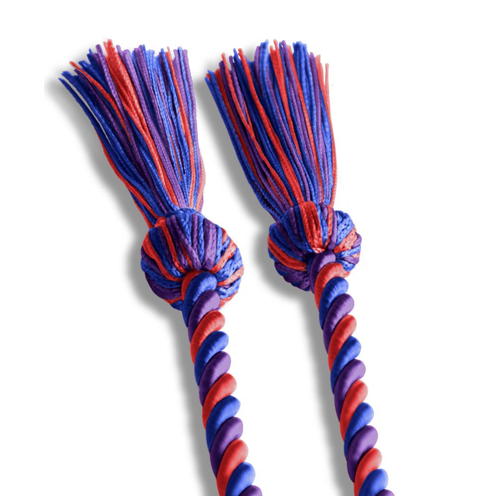 Single Graduation Honor Cord Royal Blue/Purple/Red by Wholesale Grad Supply