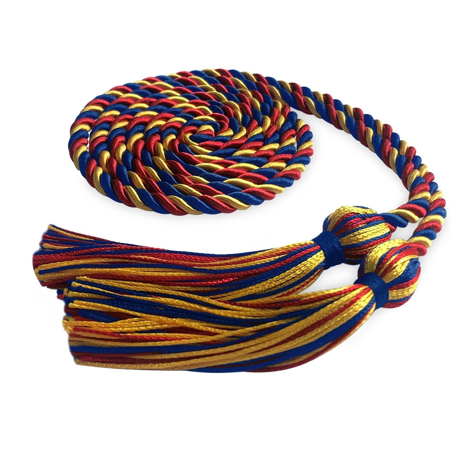 Single Graduation Honor Cord Royal Blue/Red/Gold by Wholesale Grad Supply