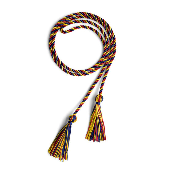 Single Graduation Honor Cord Royal Blue/Red/Gold by Wholesale Grad Supply
