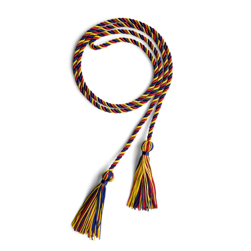Single Graduation Honor Cord Royal Blue/Red/Gold by Wholesale Grad Supply