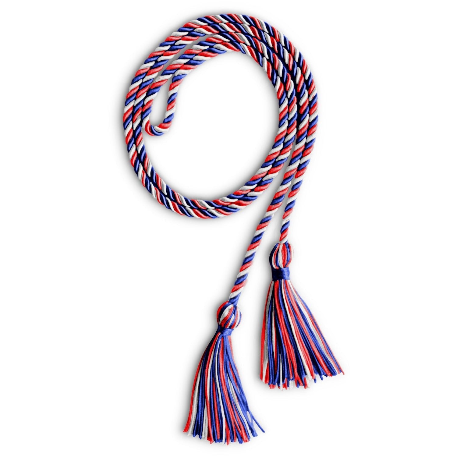 Single Graduation Honor Cord Royal Blue/Red/White by Wholesale Grad Supply