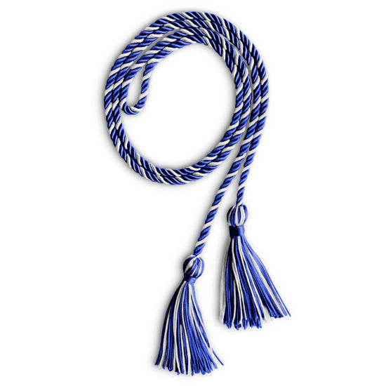 Single Graduation Honor Cord Royal Blue/White by Wholesale Grad Supply