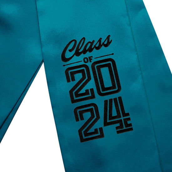 Turquoise Class of 2024 Graduation Stole/Sash with Classic Tips by Wholesale Grad Supply