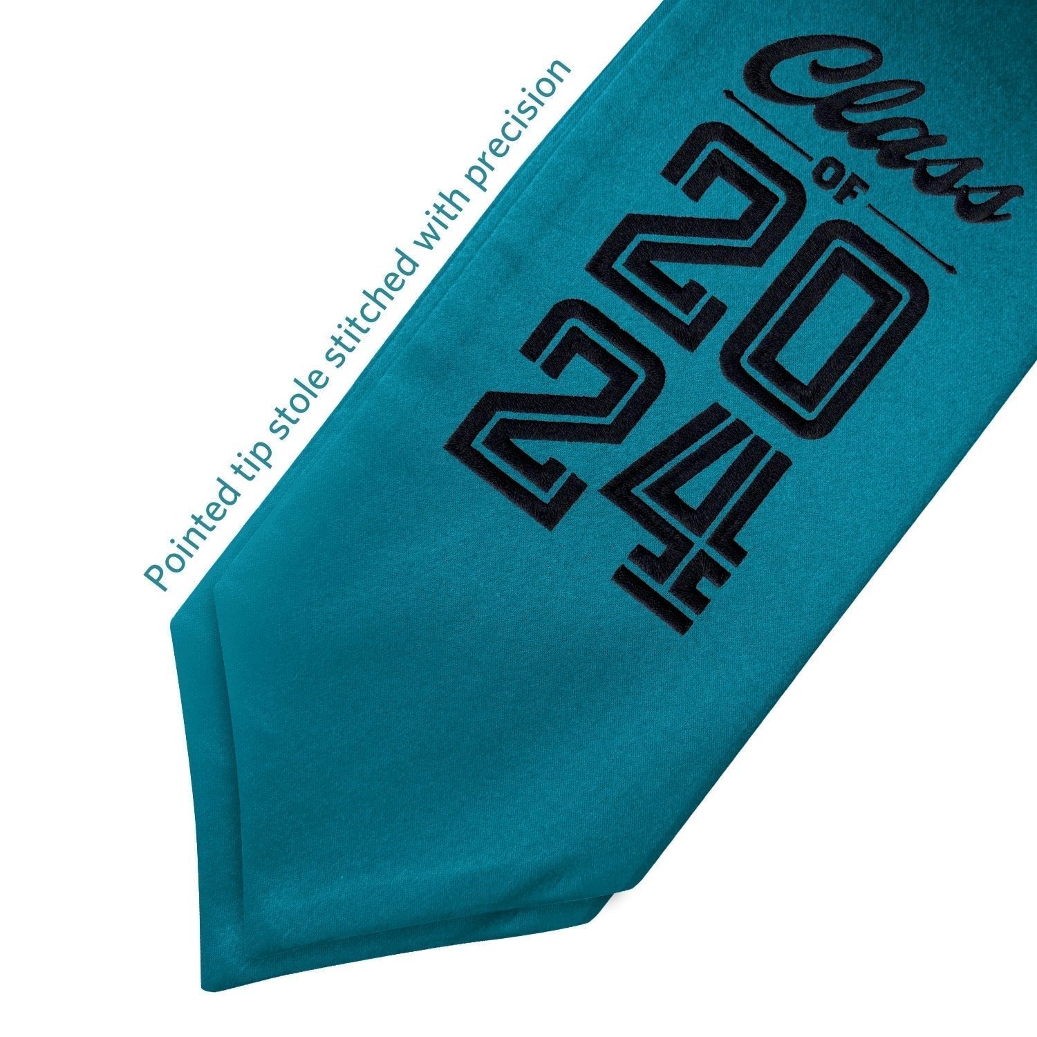 Turquoise Class of 2024 Graduation Stole/Sash with Classic Tips by Wholesale Grad Supply