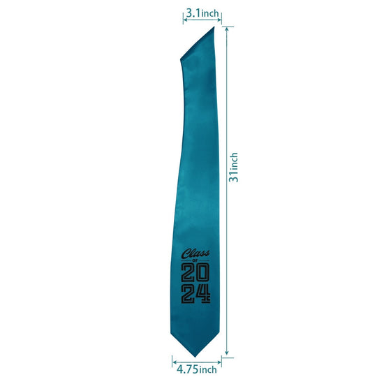 Turquoise Class of 2024 Graduation Stole/Sash with Classic Tips by Wholesale Grad Supply