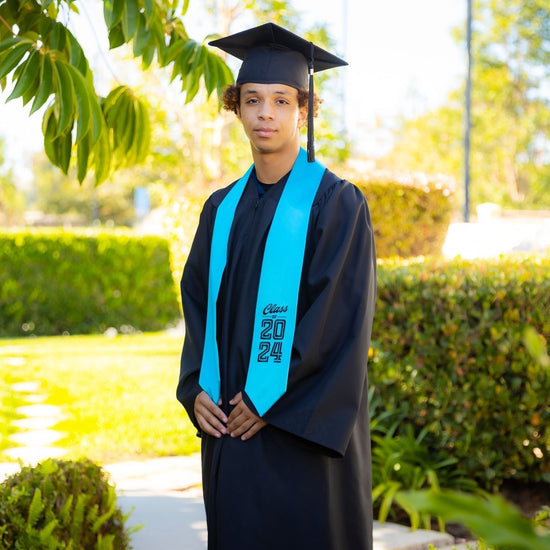 Turquoise Class of 2024 Graduation Stole/Sash with Classic Tips by Wholesale Grad Supply