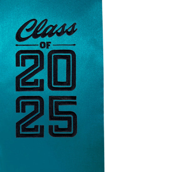 Turquoise Class of 2025 Graduation Stole/Sash with Classic Tips by Wholesale Grad Supply