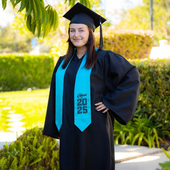 Turquoise Class of 2025 Graduation Stole/Sash with Classic Tips by Wholesale Grad Supply