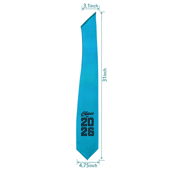 Turquoise Class of 2026 Graduation Stole/Sash with Classic Tips by Wholesale Grad Supply